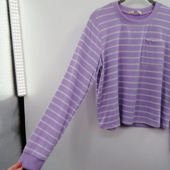 Marine Layer DK Crew, Lavender White Stripe, Size L - Picture 6 of 12